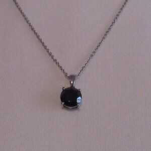 Thai Black Spinel Solitaire Pendant Necklace (20 Inches) in Stainless Steel 5.00